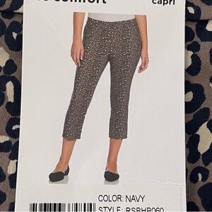 Rafaella Comfort Capri Pant Comfort Pull On Cheetah Print Size 14